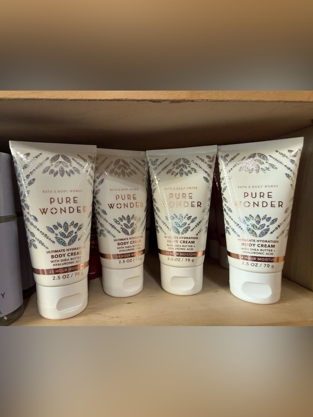 4 Bath & Body Works Pure Wonder Body Cream - White with Rose Gold Accents